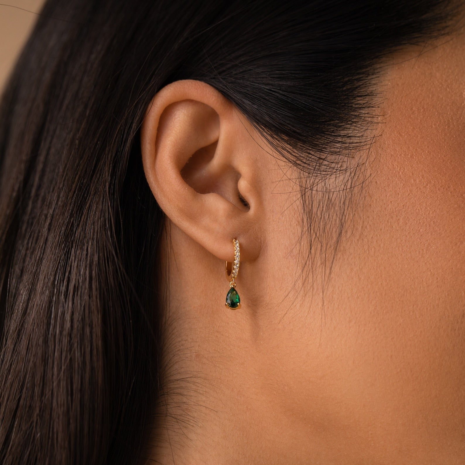 Créoles Huggies de Pierre de Naissance - Boucles d'oreilles en Strass