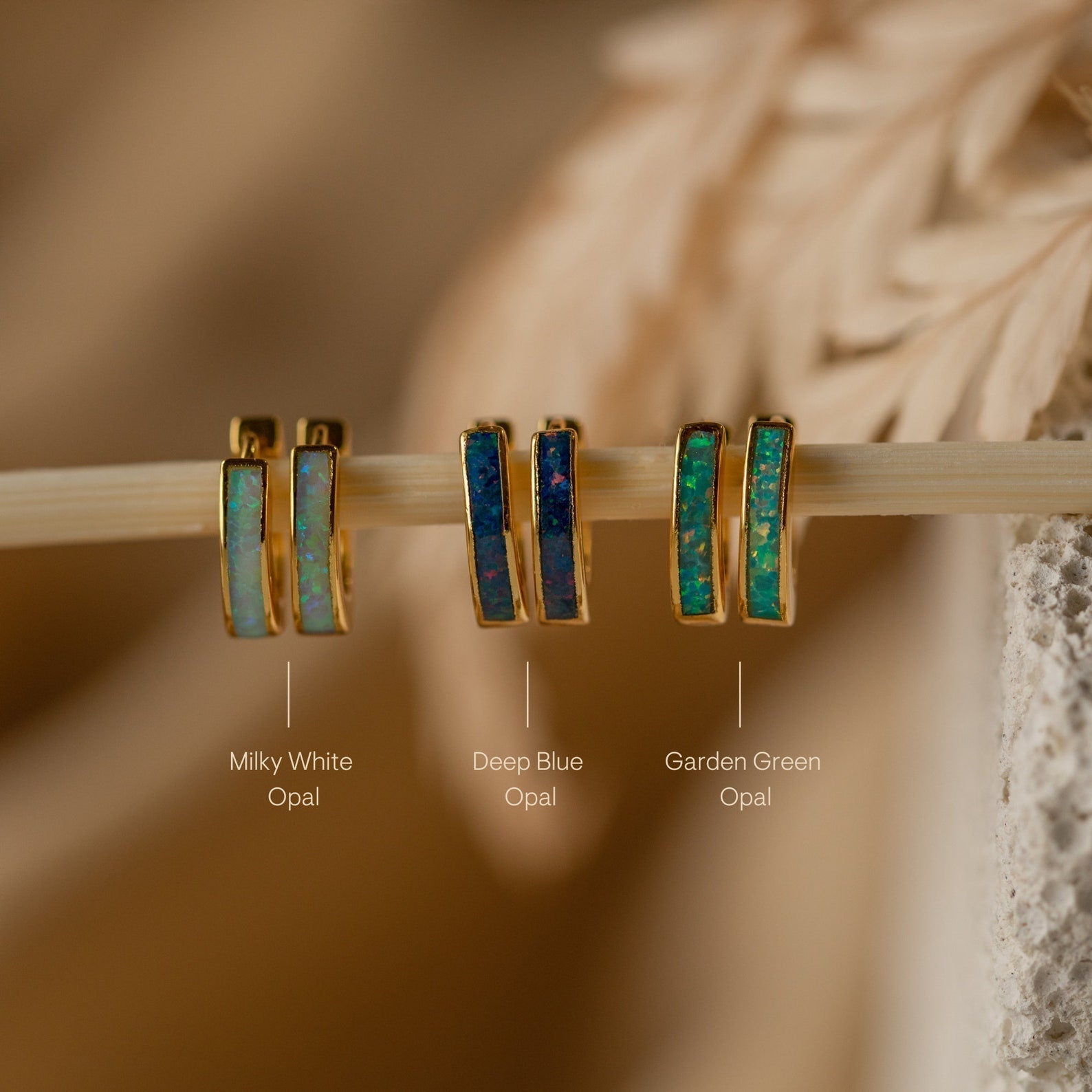 Bagues d'Intarsia d'Opale - Boucles d'oreilles d'Opale