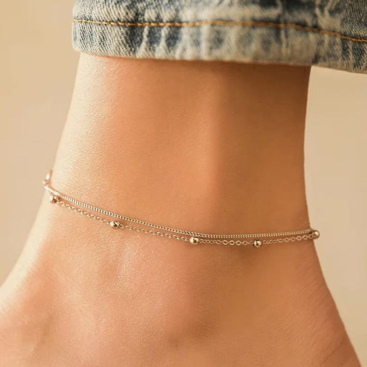 Bracelet de cheville style argent 2