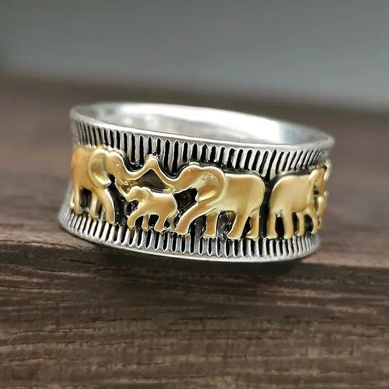 Eli – Bague éléphant doré vintage