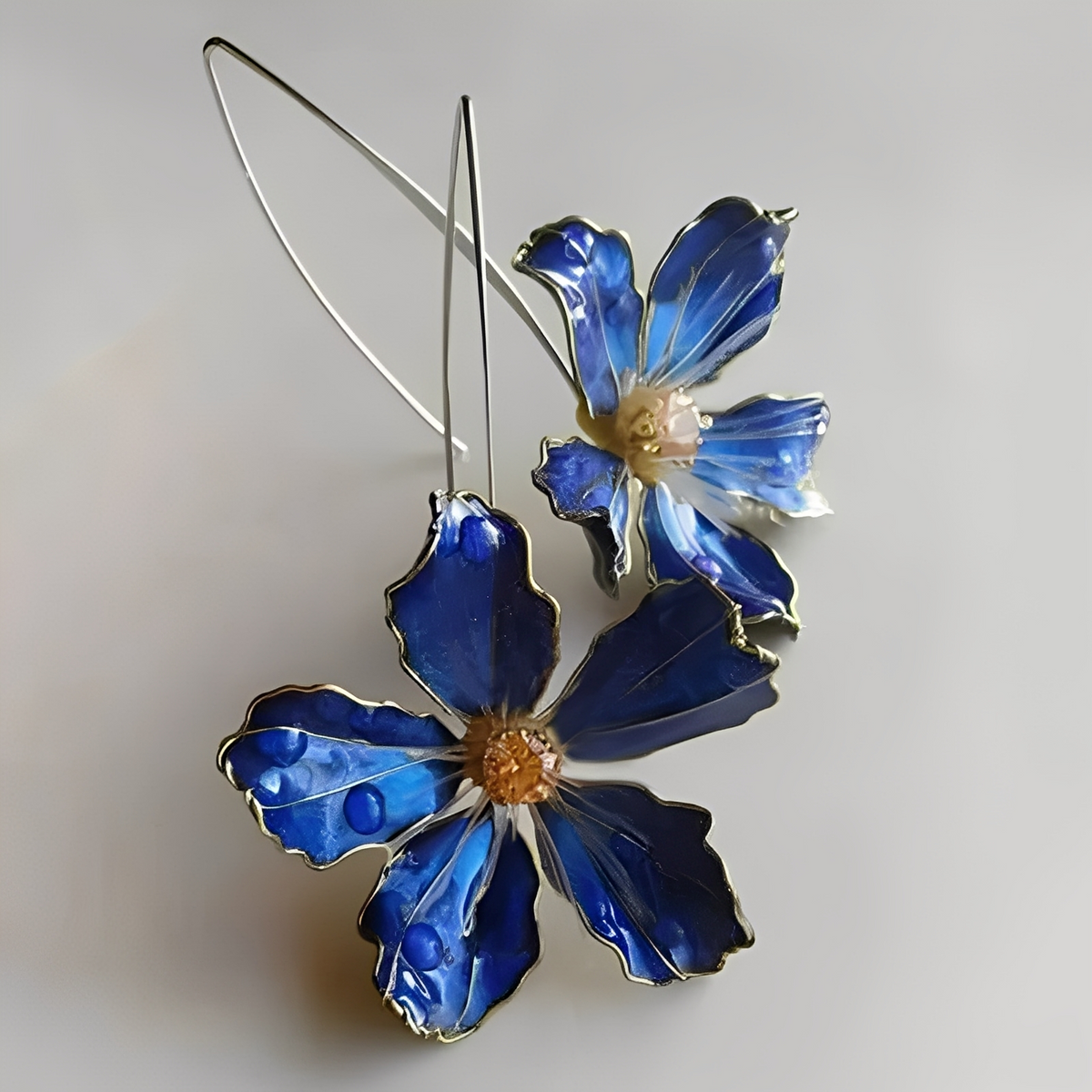 Bliss – Boucles d'oreilles vintage en fleur bleue