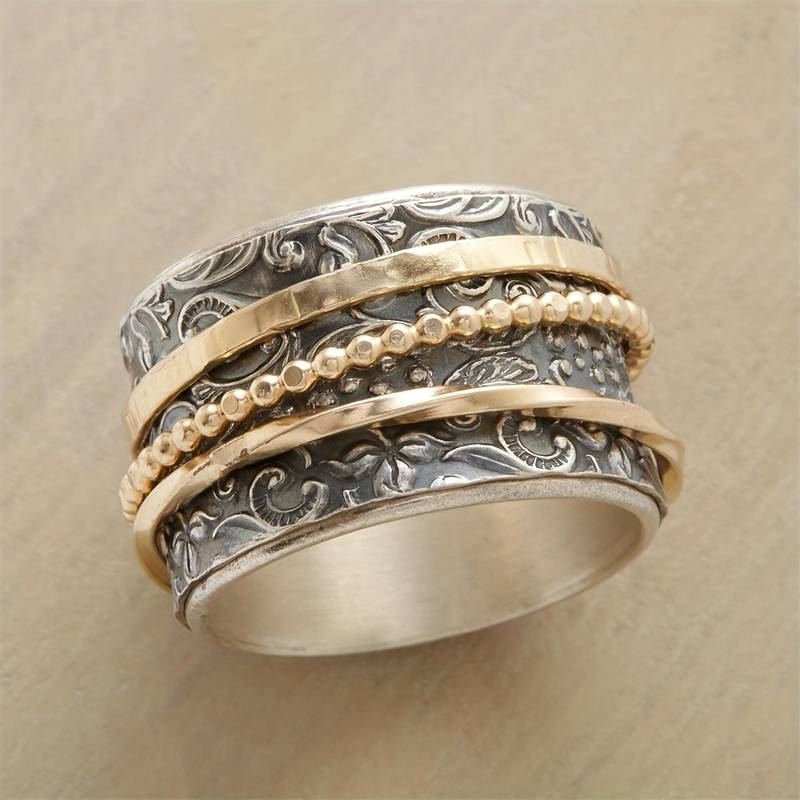 Alodia – bague vintage en or et argent ancien