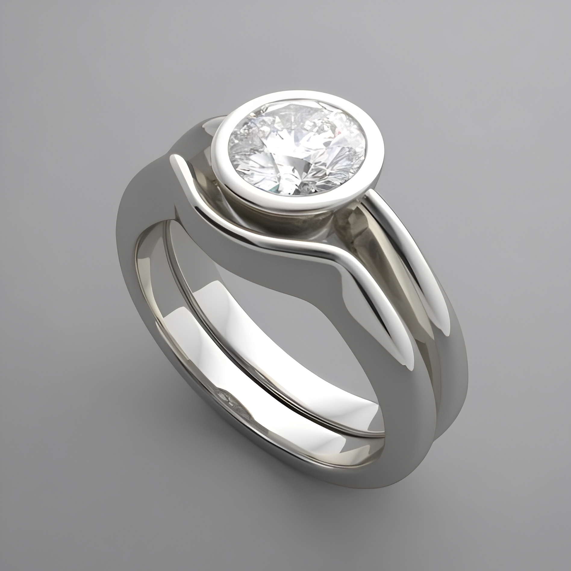 Aria – Bague en argent vintage avec cristal blanc rond