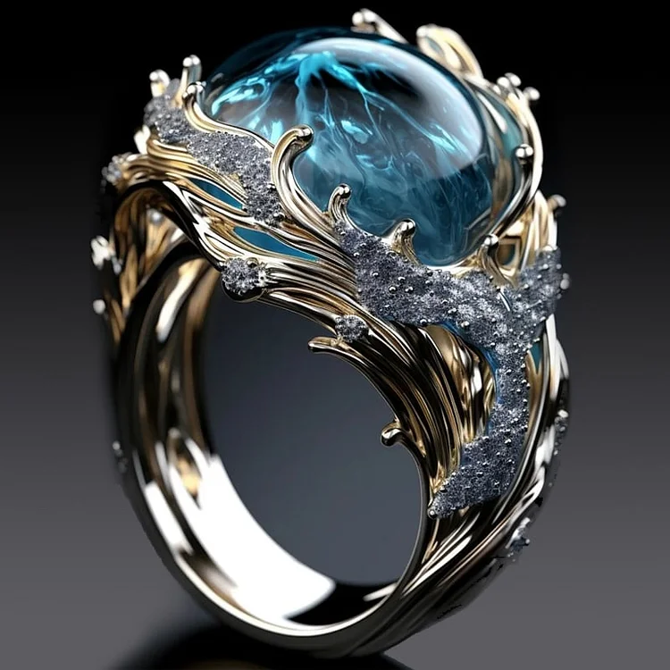 Selena – Bague vintage en cristal océanique