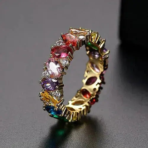 Colette – Bague de Déclaration Sparkle Arc-en-ciel