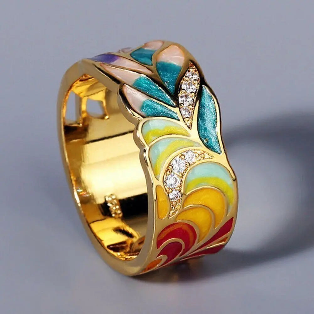 Isolde – Bague avec fleurs peintes à la main