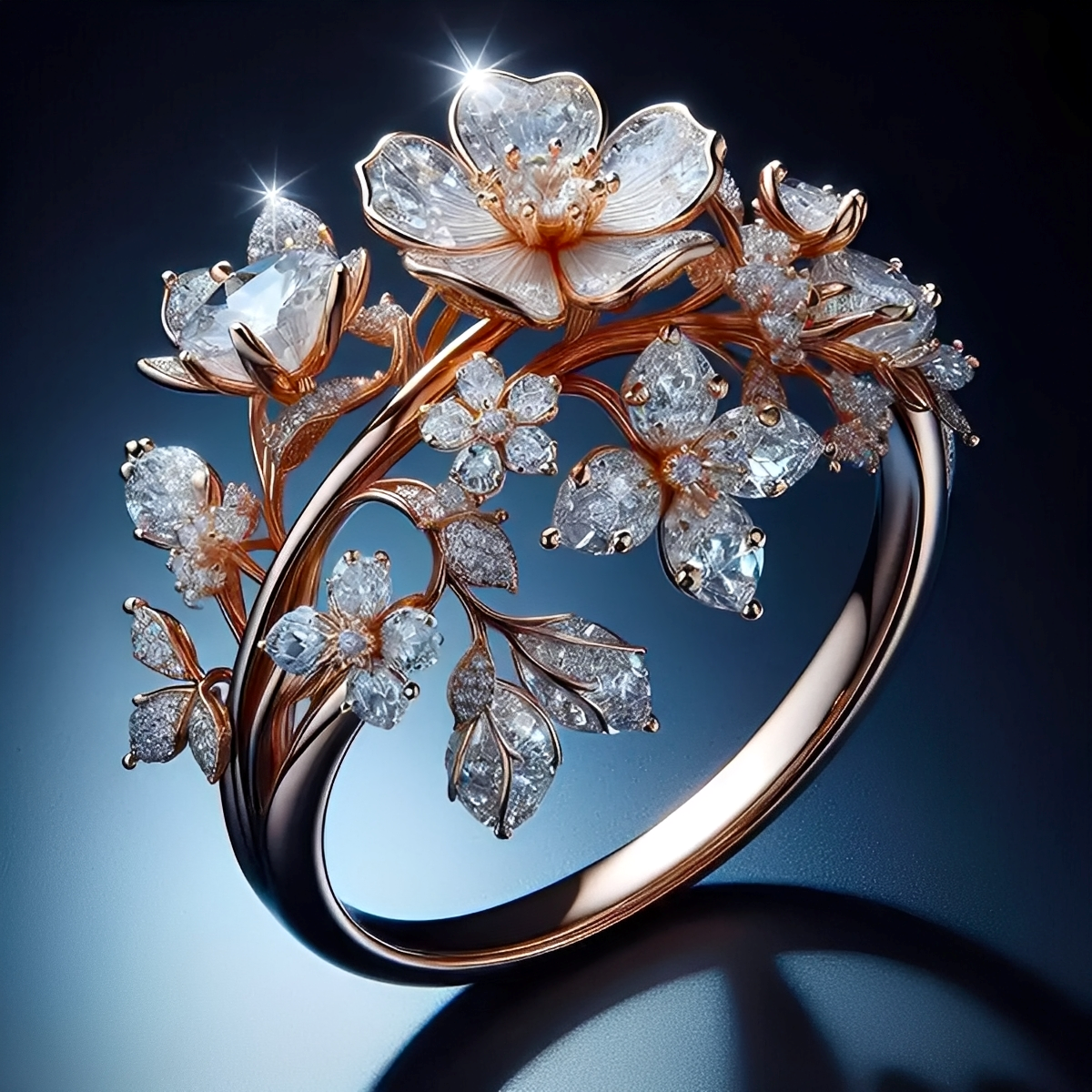 Viviane – Bague fleur cristal brillant