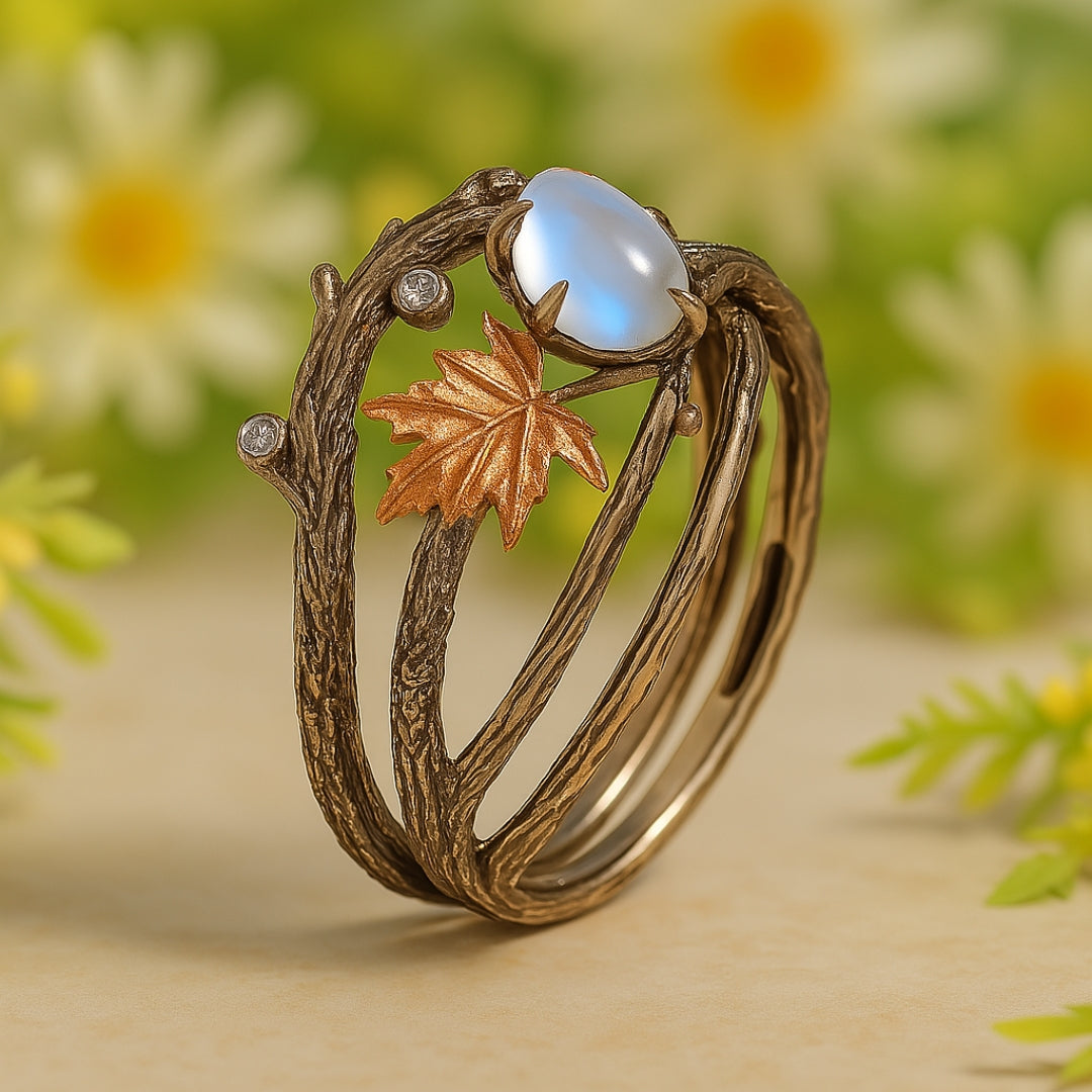 Celestia – Bague en pierre de lune avec charme naturel
