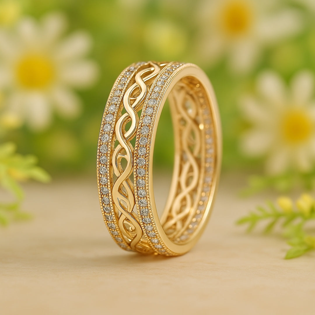 Elena – Bague dorée creuse brillante