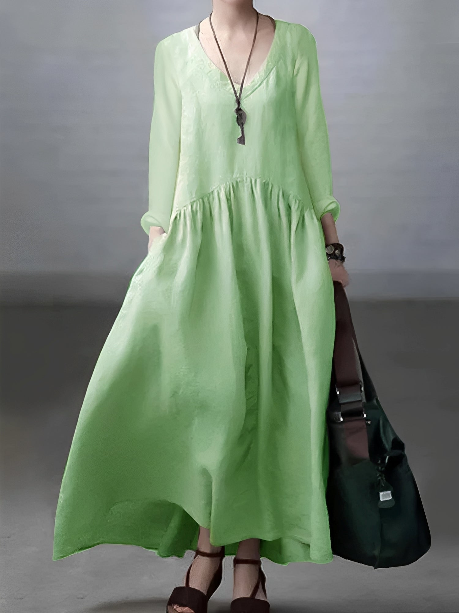 Lindy - Robe décontractée à coupe ample avec col en V pour femmes