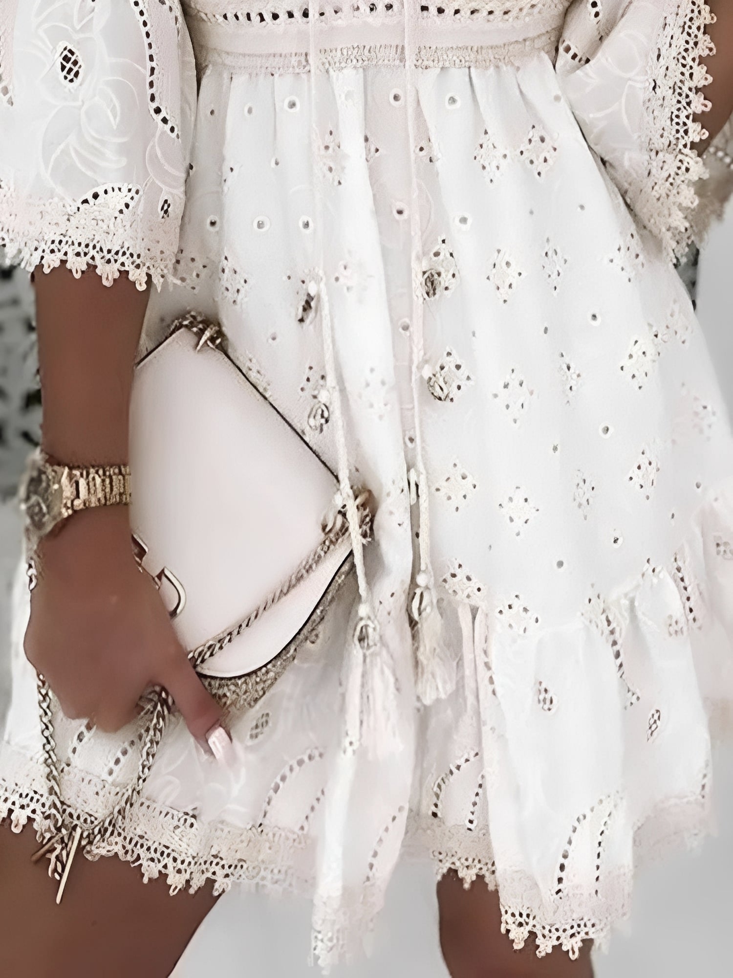 Hollie - Élégante robe boho courte avec pompons pour femmes