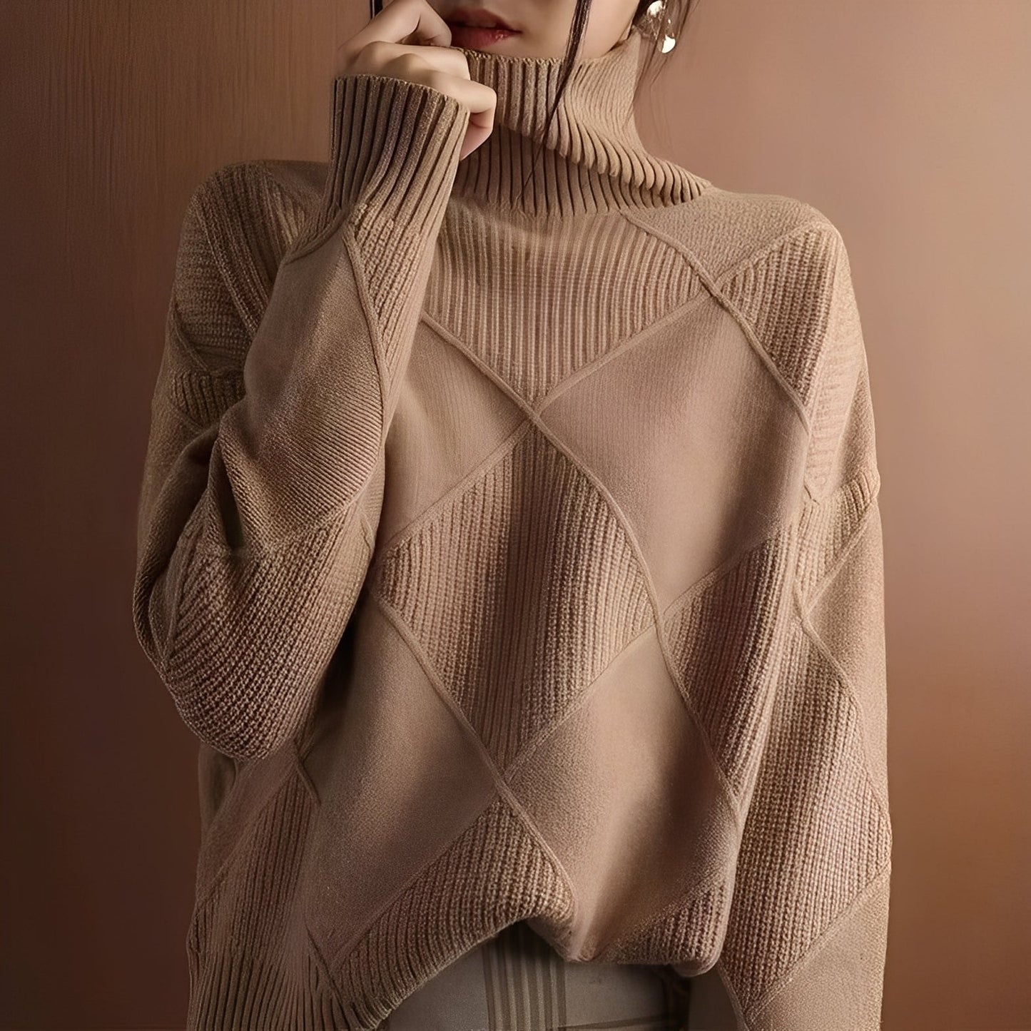 Lyndsea - Pull col roulé ample pour femmes