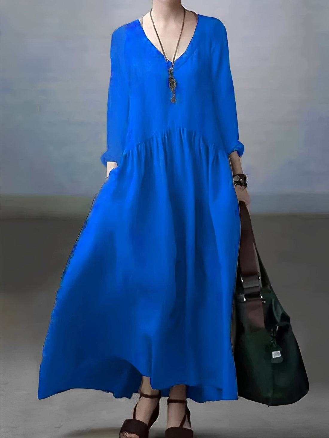 Lindy - Robe décontractée à coupe ample avec col en V pour femmes