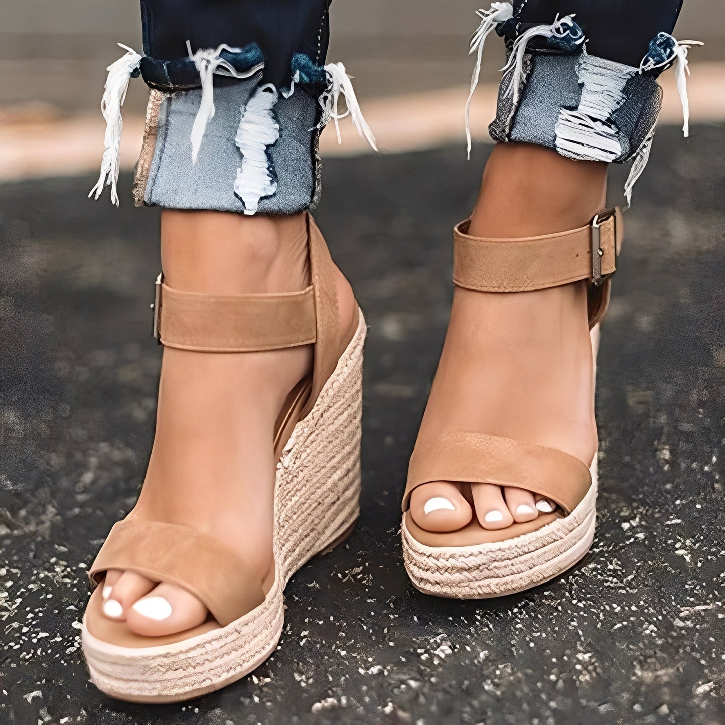 Annalee - Sandales à talons compensés simples à brides pour femmes