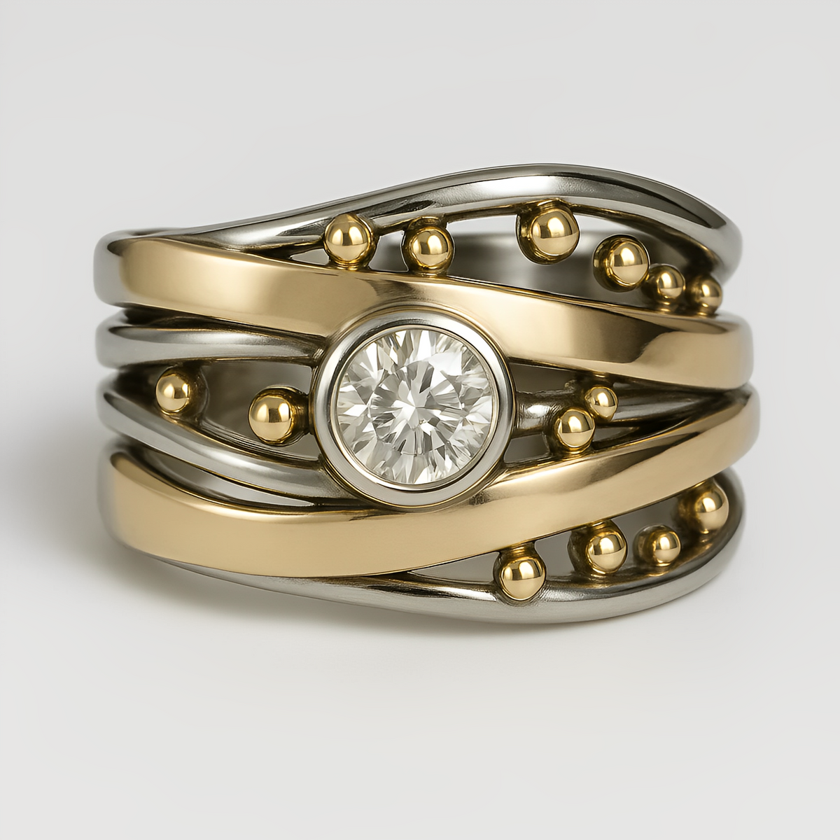 Dalia – Bague vintage dorée avec zirconia sertie
