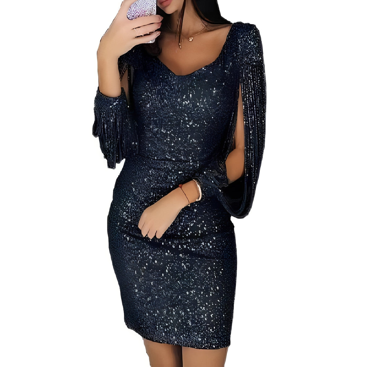 Marianna - Robe de soirée élégante et brillante à manches longues pour femmes