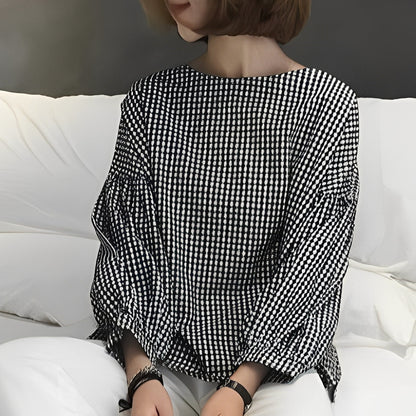 Tahlia - Chemise ample à carreaux pour femmes avec design asymétrique