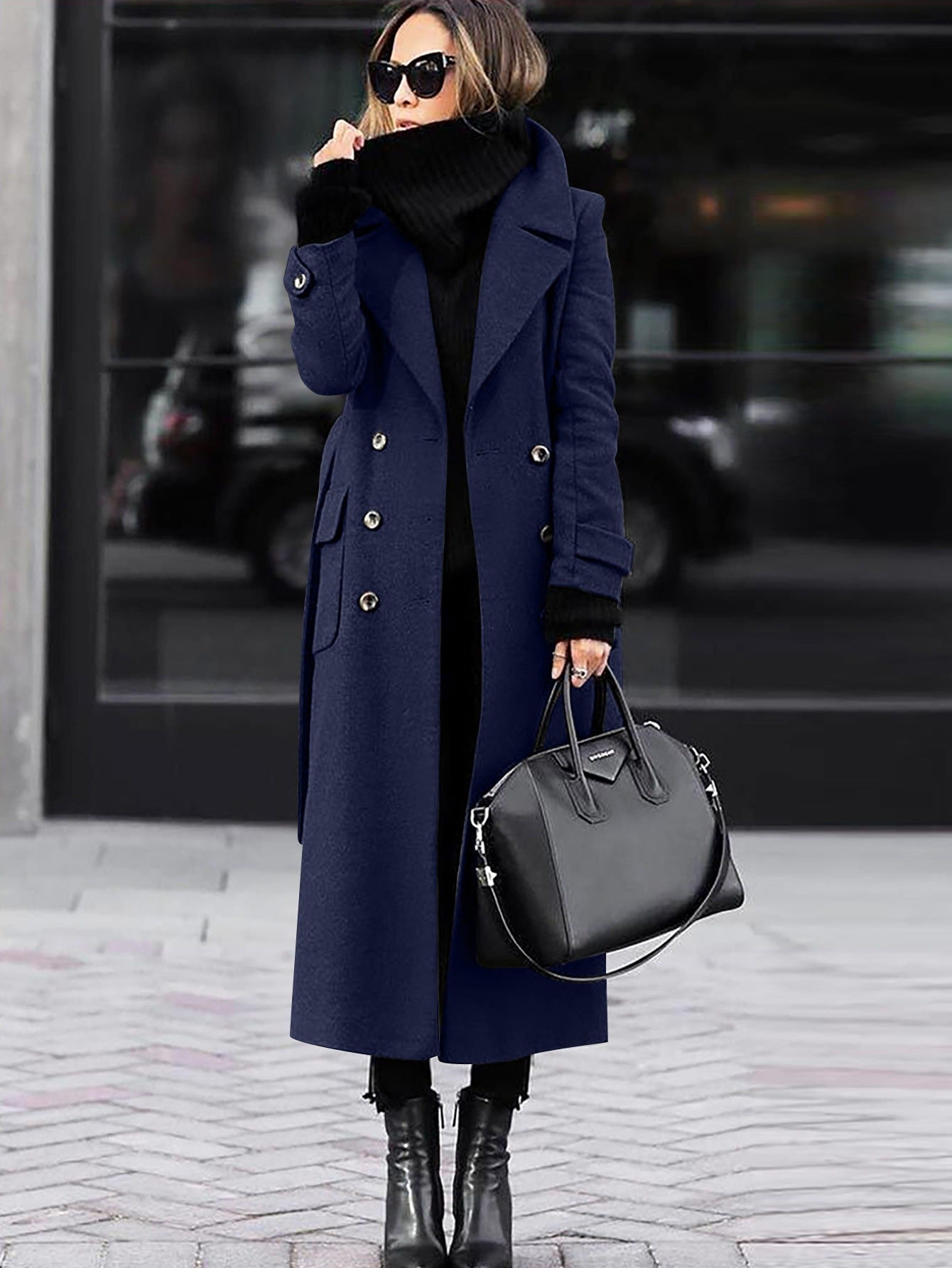 Helene – Manteau long ajusté pour femmes avec double boutonnage