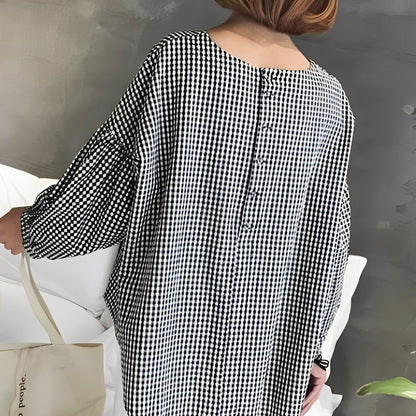 Tahlia - Chemise ample à carreaux pour femmes avec design asymétrique