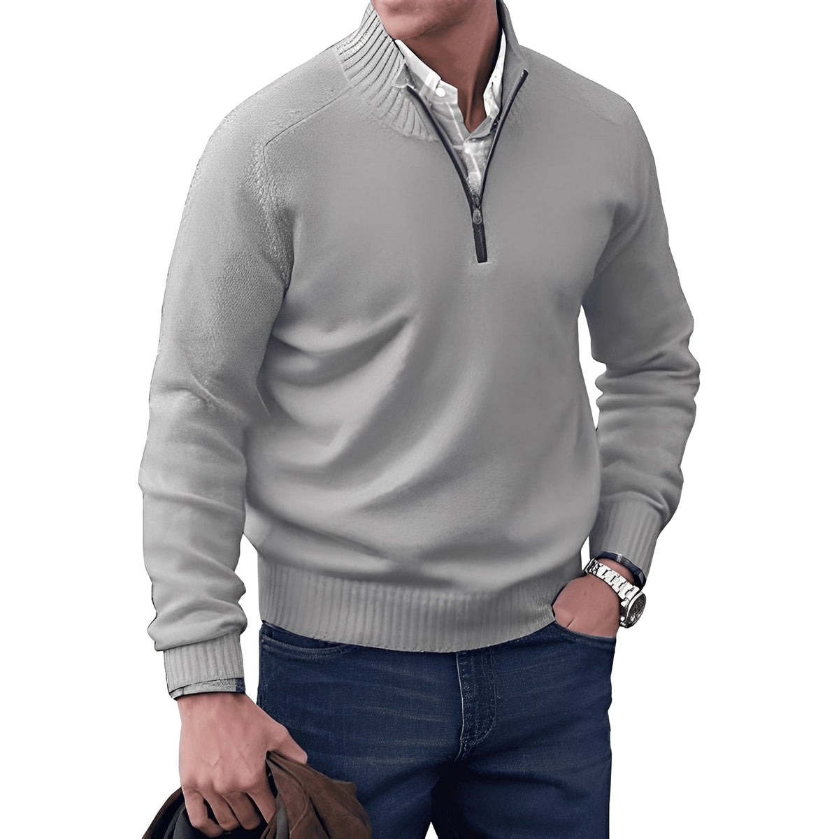 Kian - Pull moderne pour homme avec fermeture éclair pratique