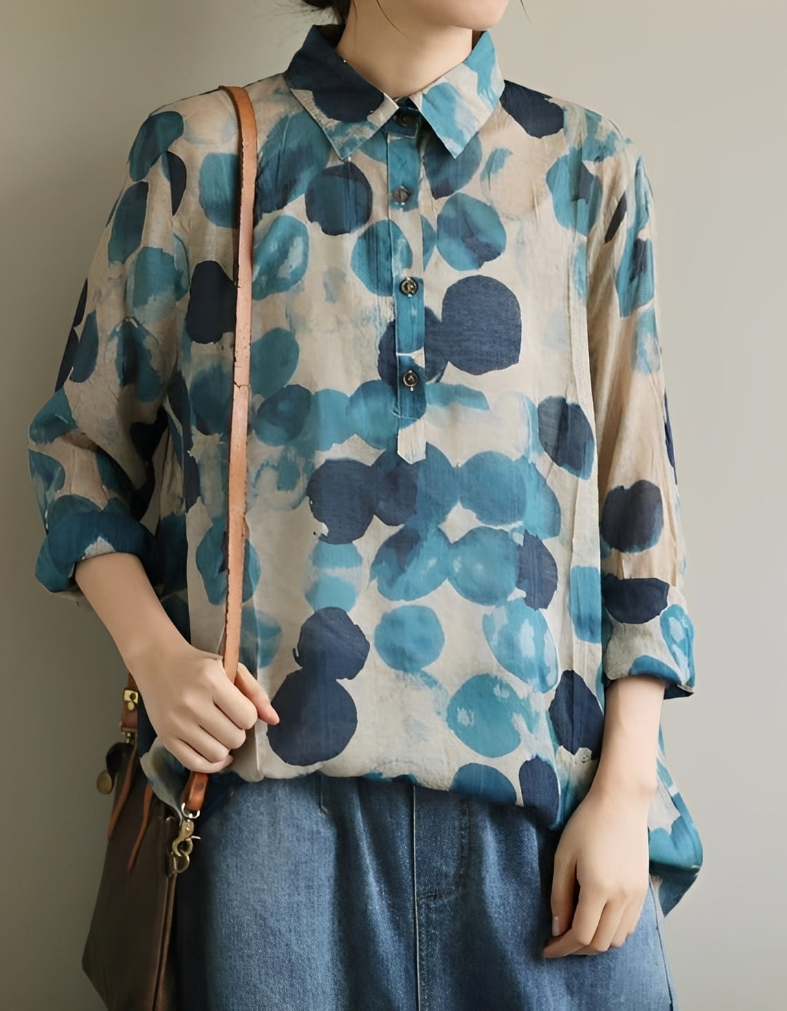 Jodie - Blouses élégantes avec revers à pois pour femmes