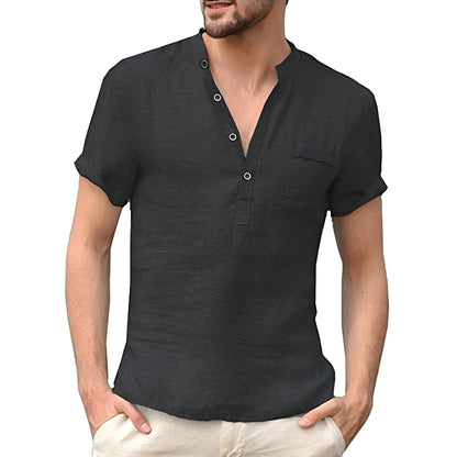 Alton - Chemise en lin à manches courtes pour hommes