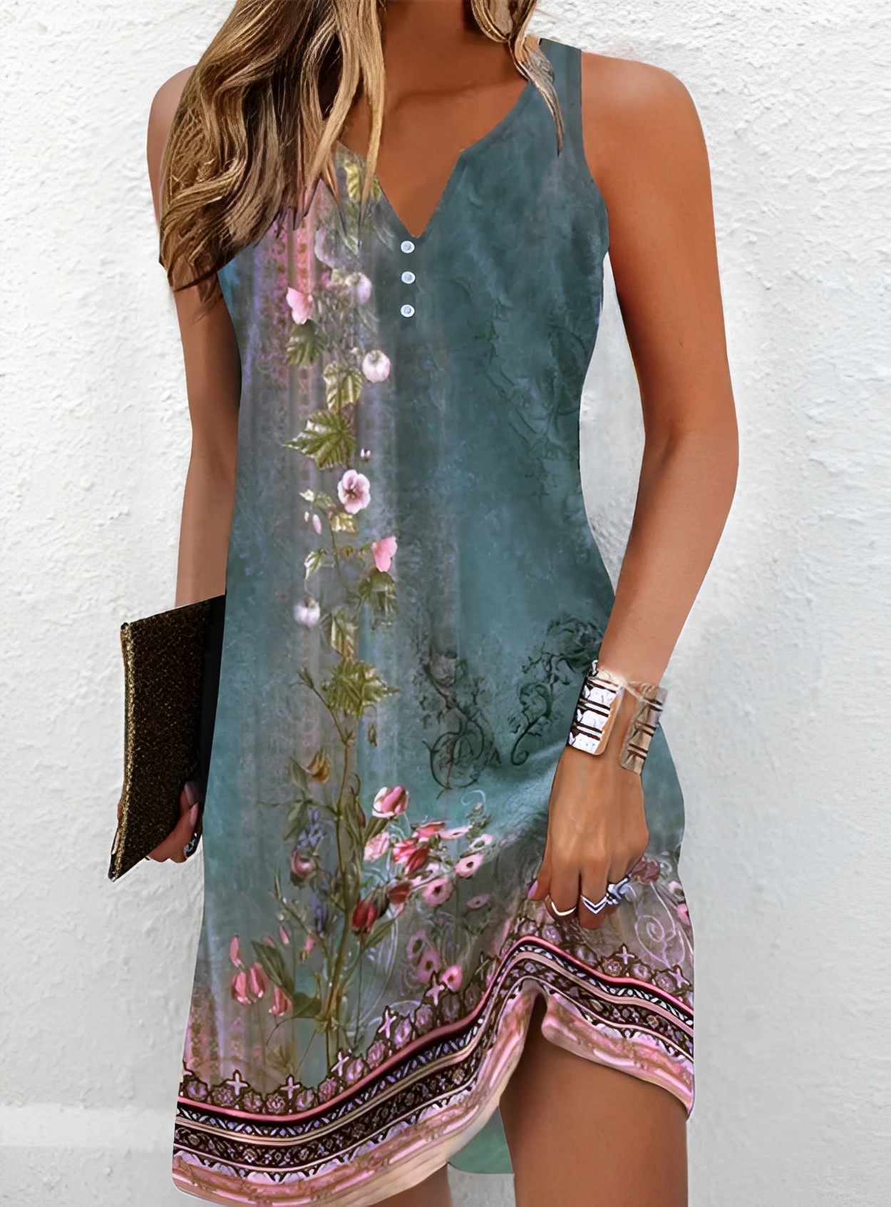 Henie - Mini-robe sans manches à motif floral pour femmes
