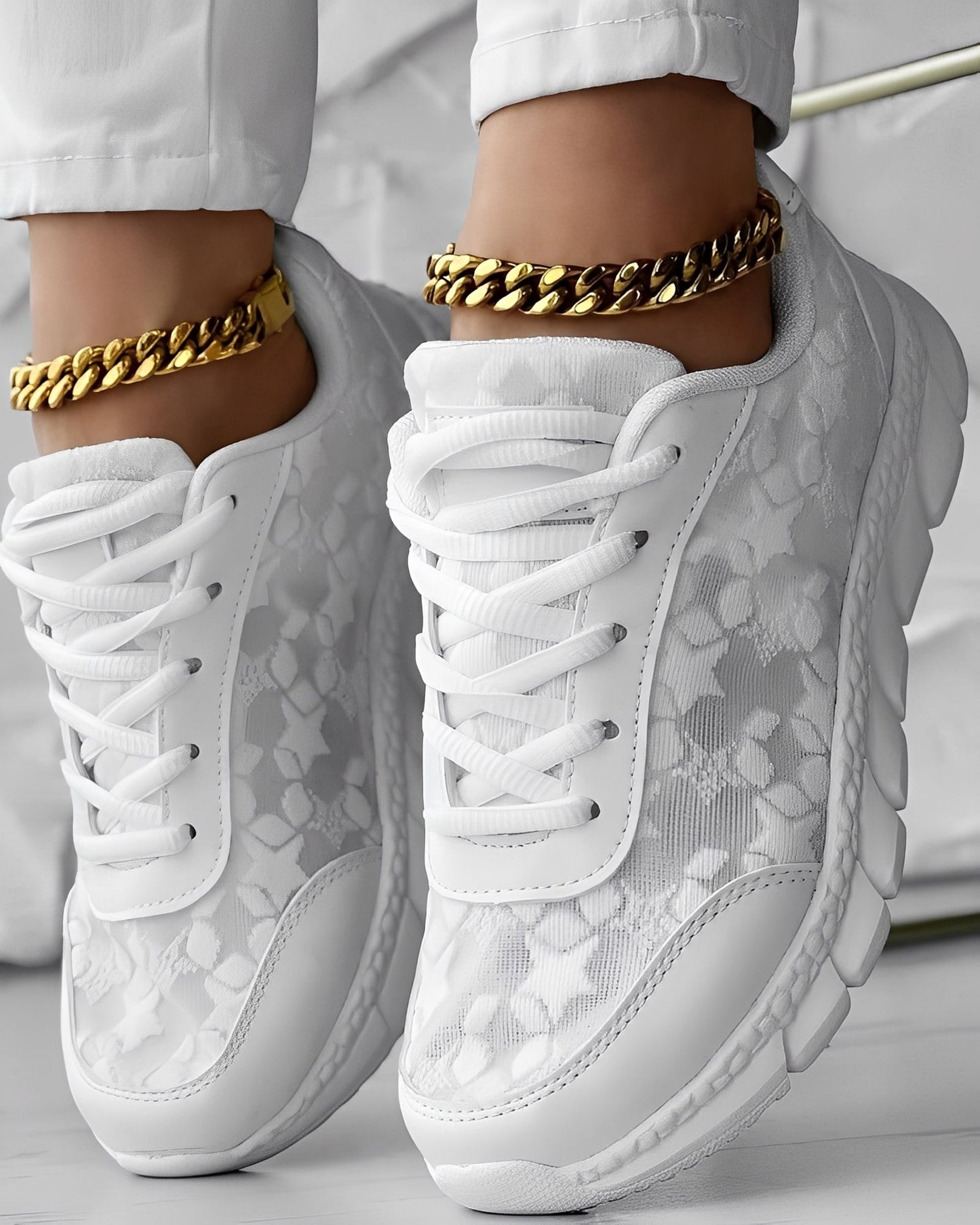 Elisabeth - Baskets décontractées et respirantes avec motif floral pour femmes