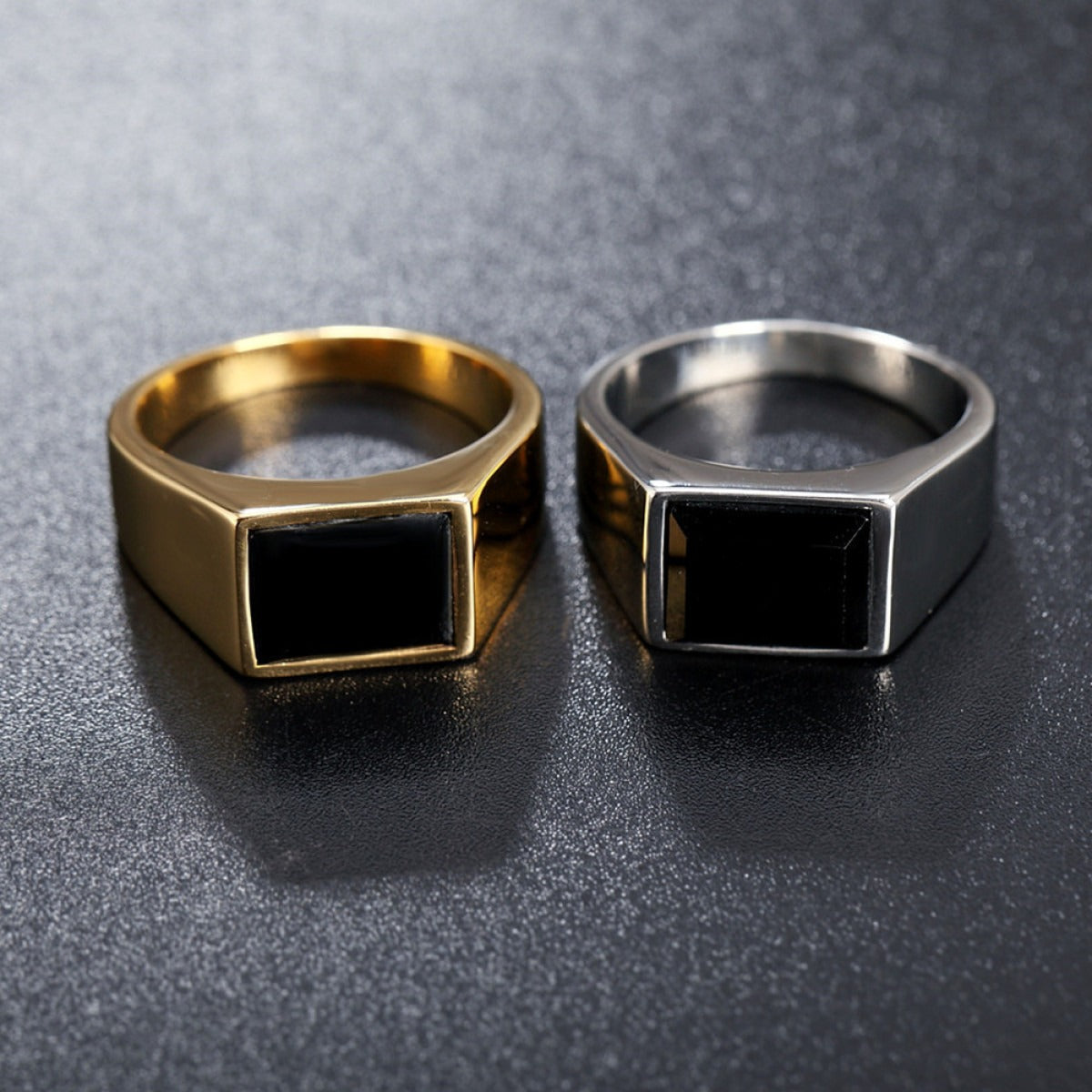 Daro – Bague de sceau masculine avec pierre noire