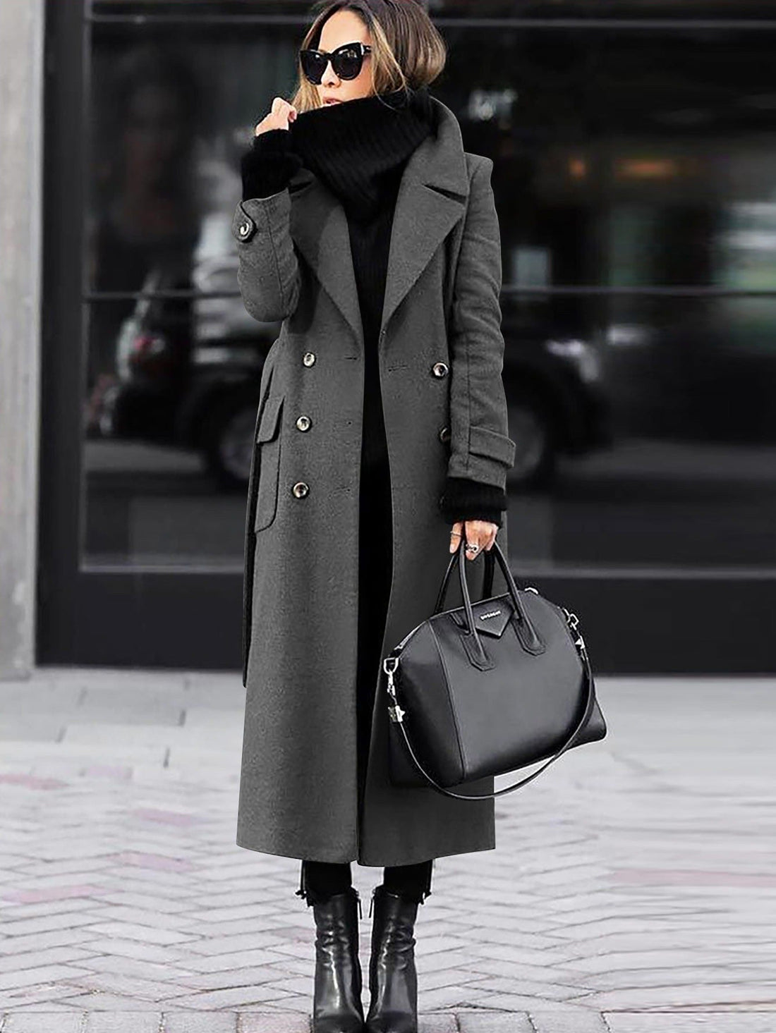 Helene – Manteau long ajusté pour femmes avec double boutonnage