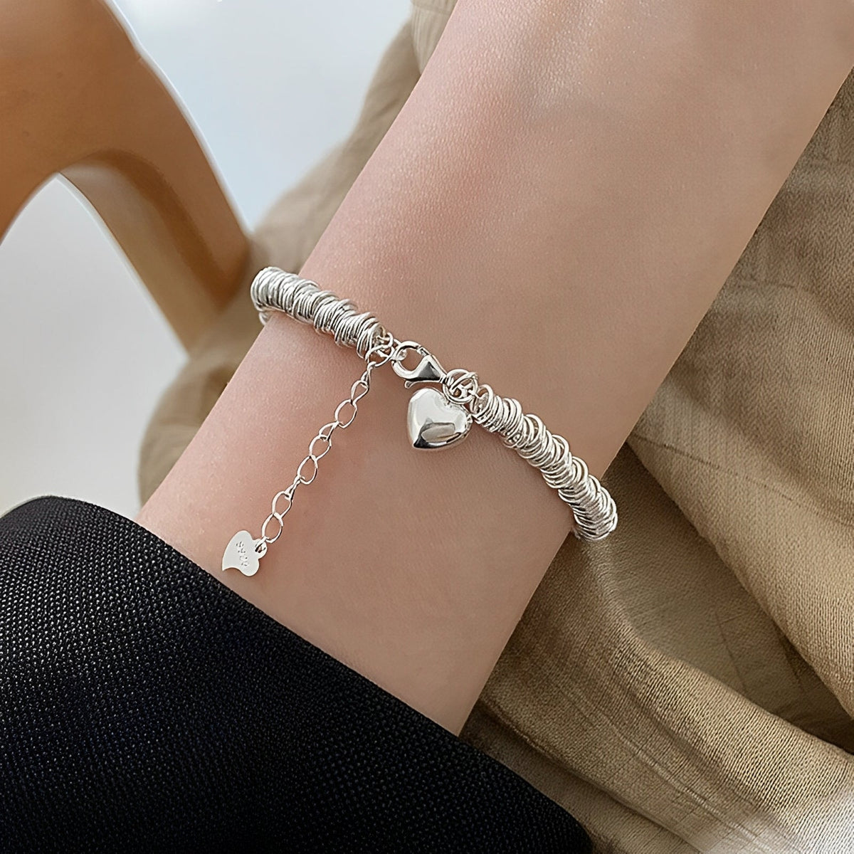 Marie – Bracelet élégant en argent avec cœur
