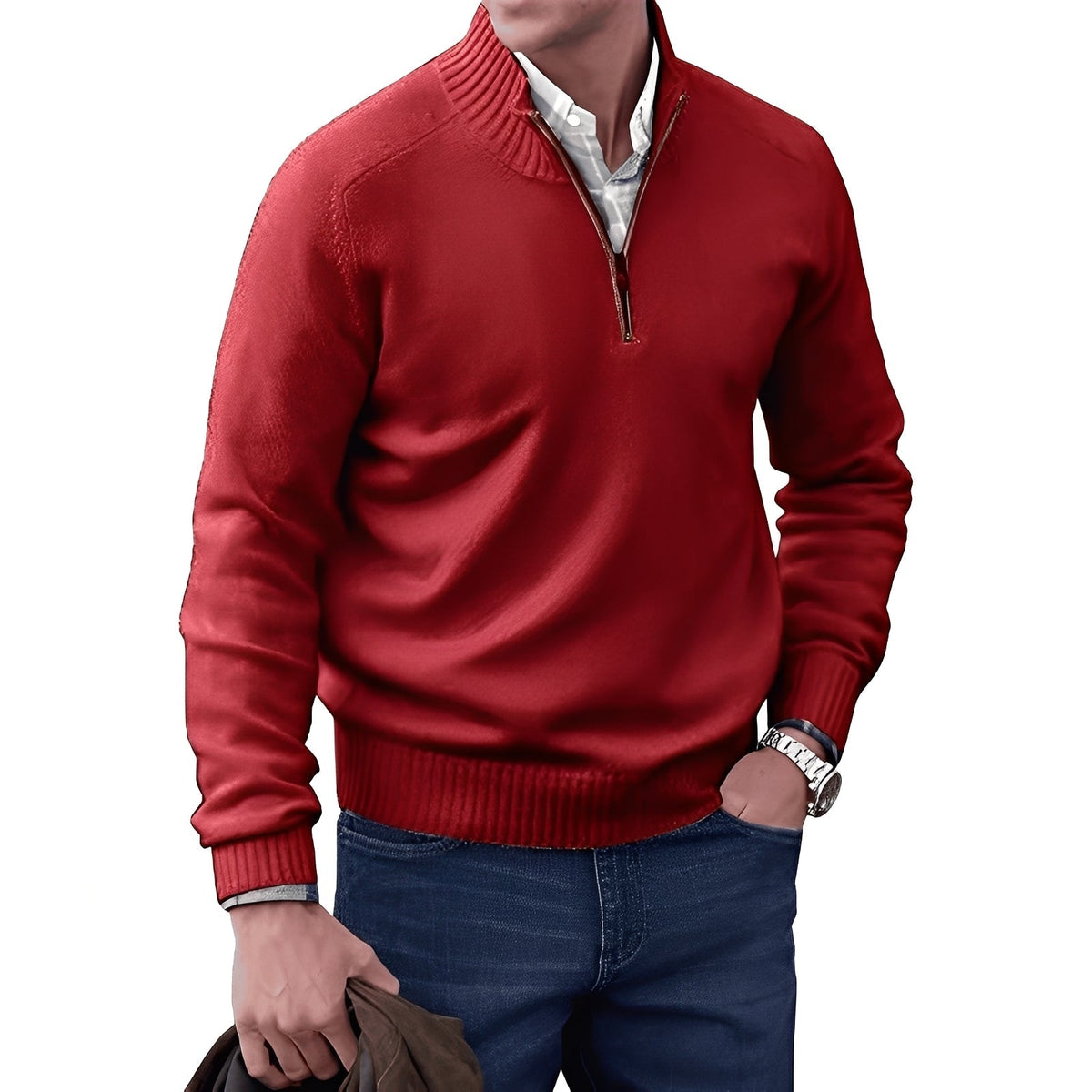 Kian - Pull moderne pour homme avec fermeture éclair pratique