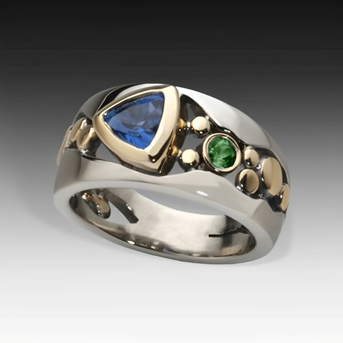 Ricca – Bague vintage bleue brillante