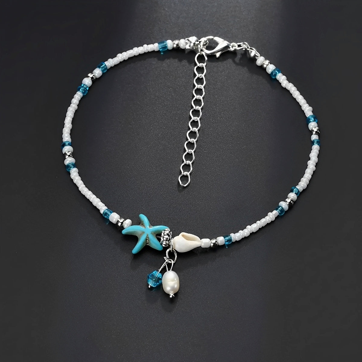 Isla – Bracelet de cheville Étoile et Coquillage avec Pierres Naturelles