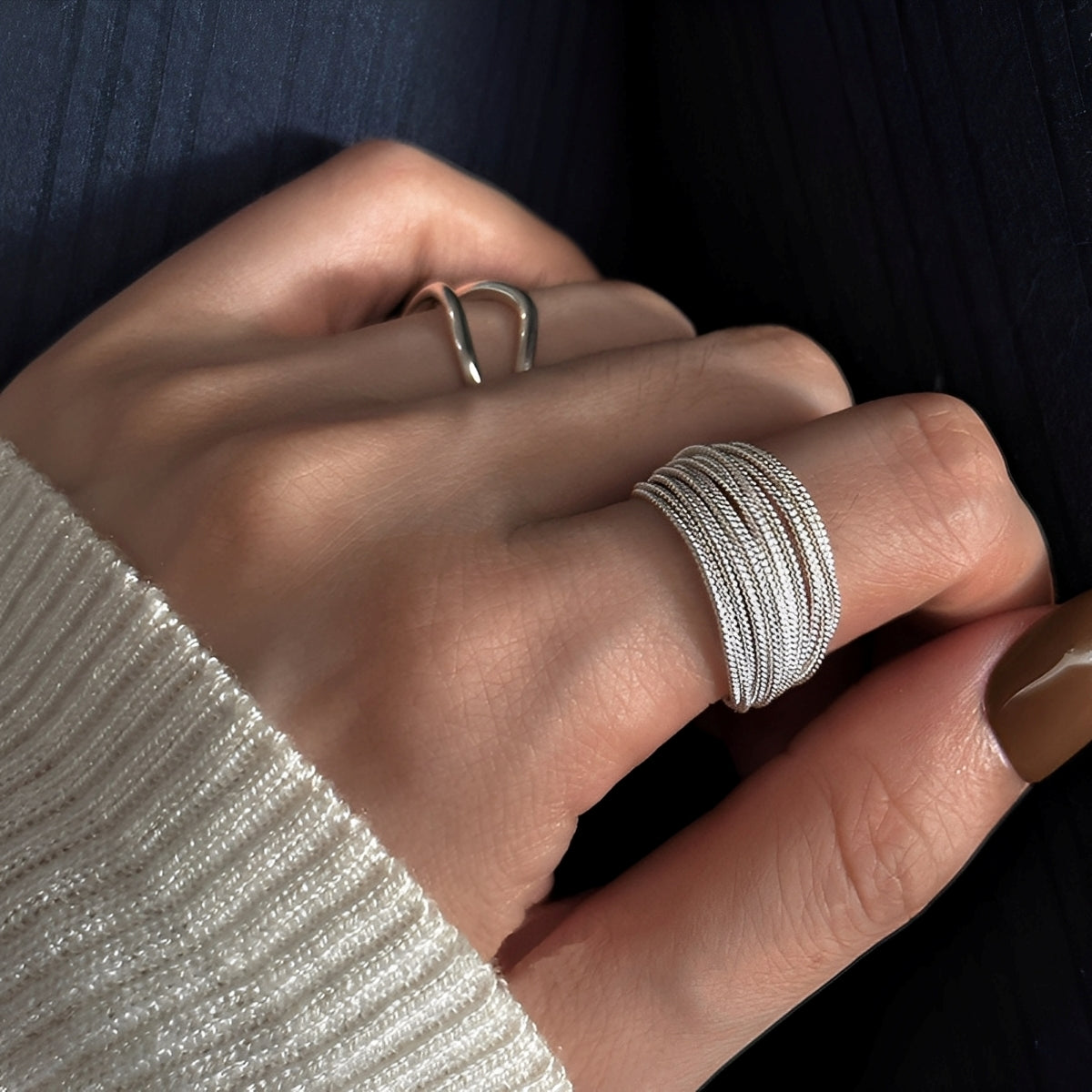 Miley – Bague en argent superposée