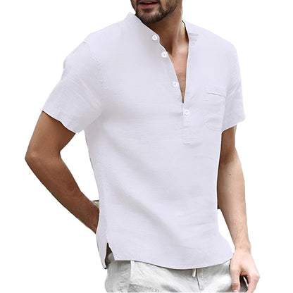 Alton - Chemise en lin à manches courtes pour hommes