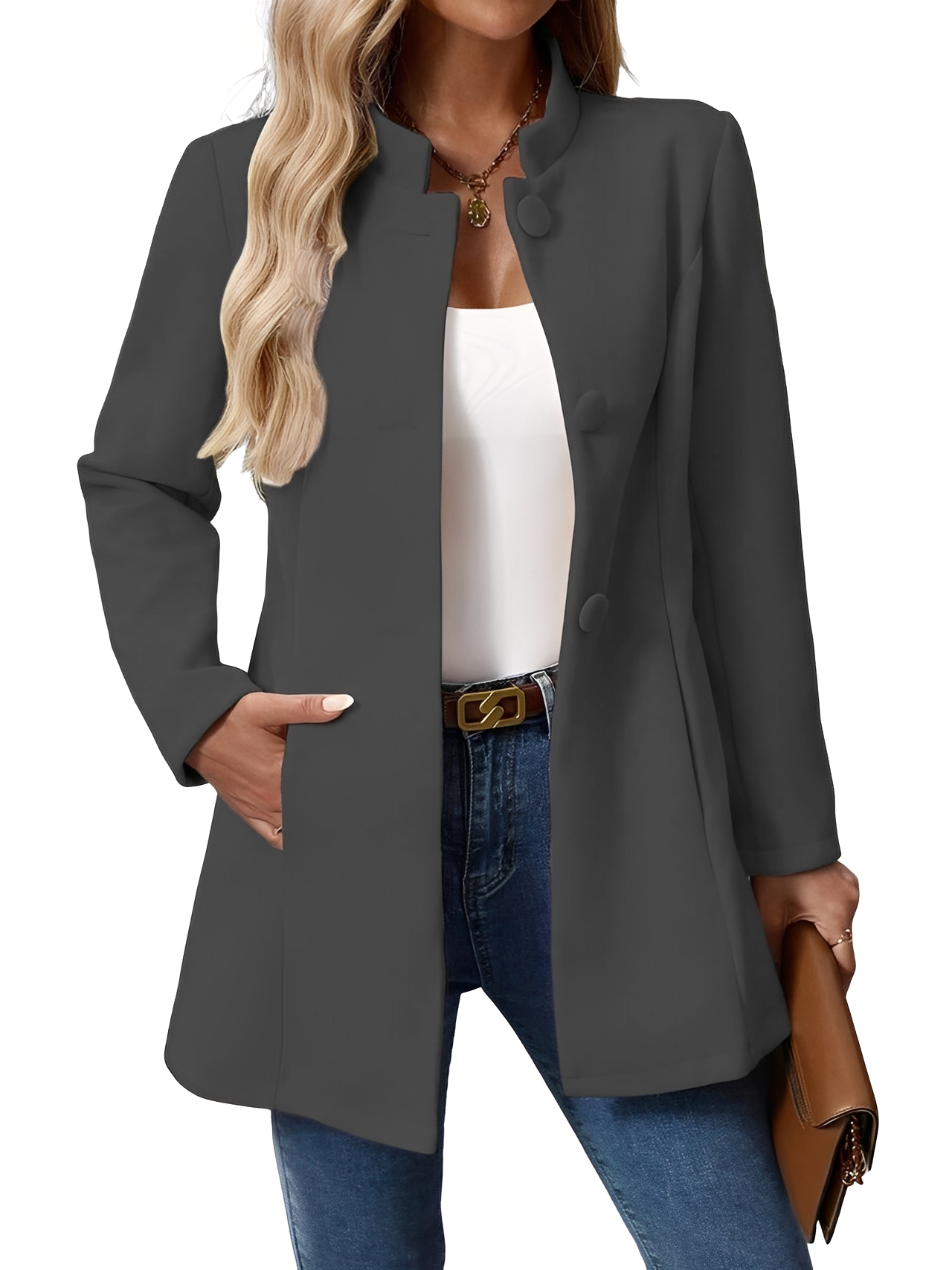 Kaitlyn - Veste élégante et ajustée avec boutons pour femmes