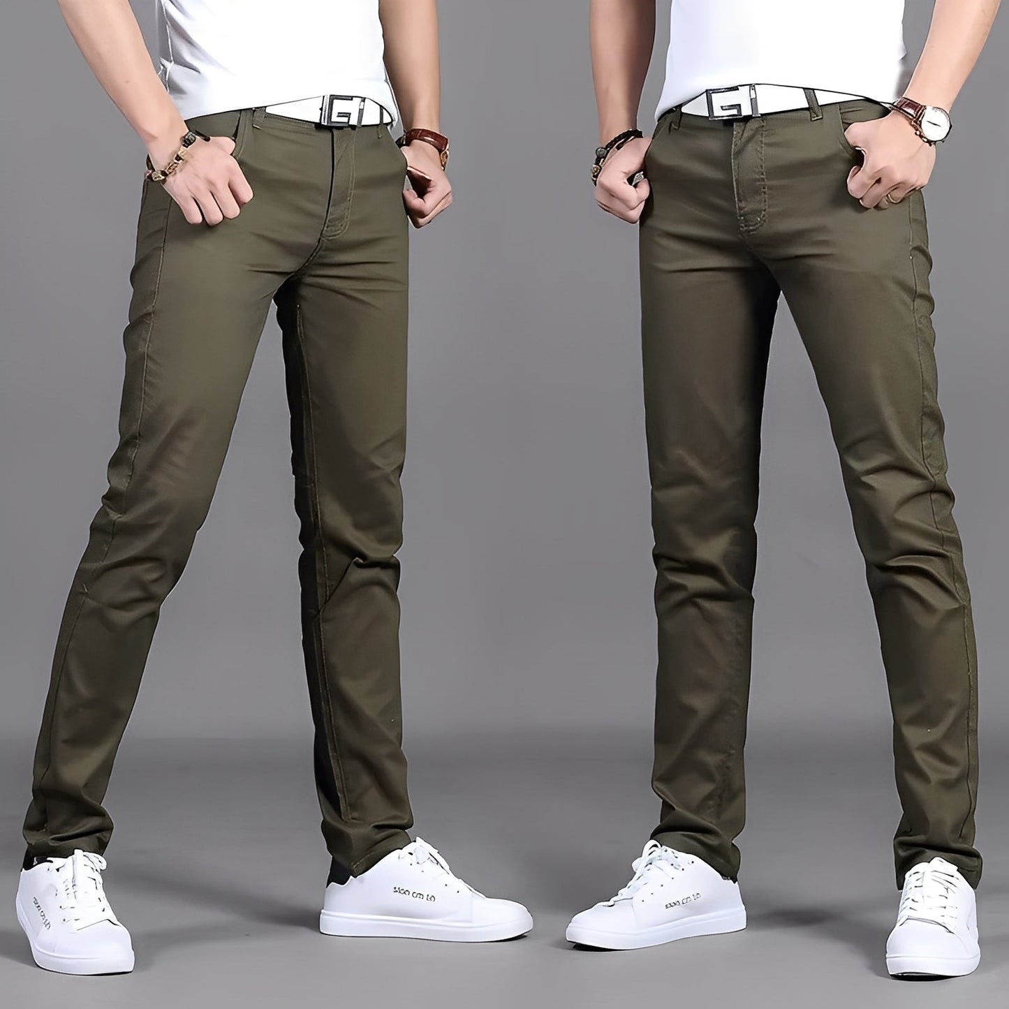 Russell - Pantalon chino pour hommes, coupe ajustée et décontractée