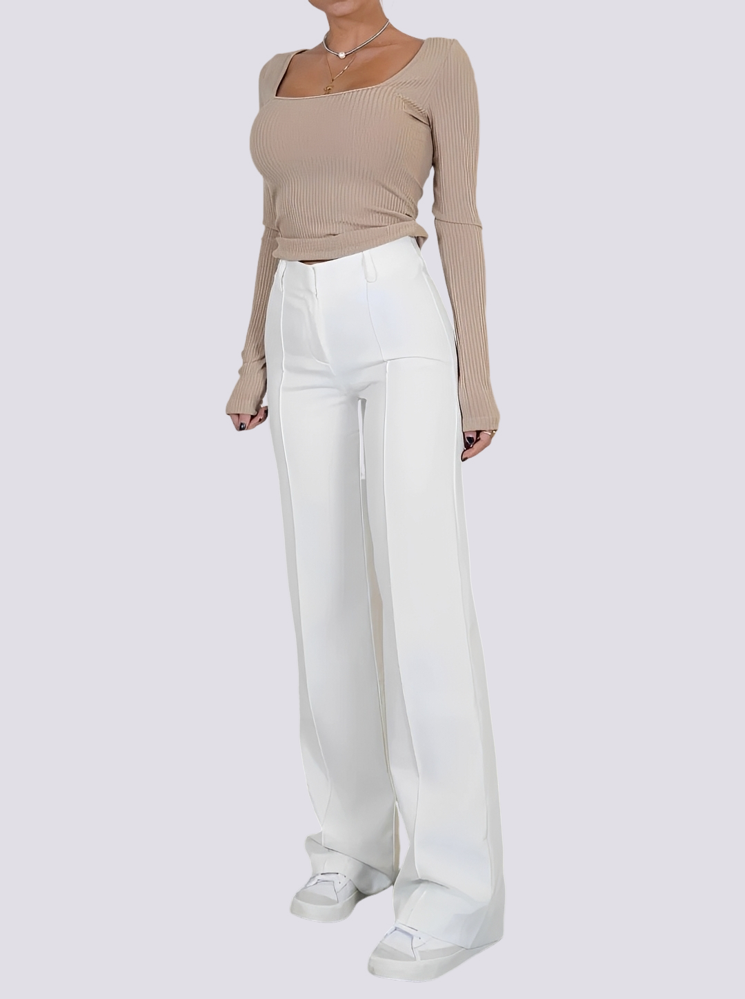 Amelie - Pantalon formel taille haute à jambe droite