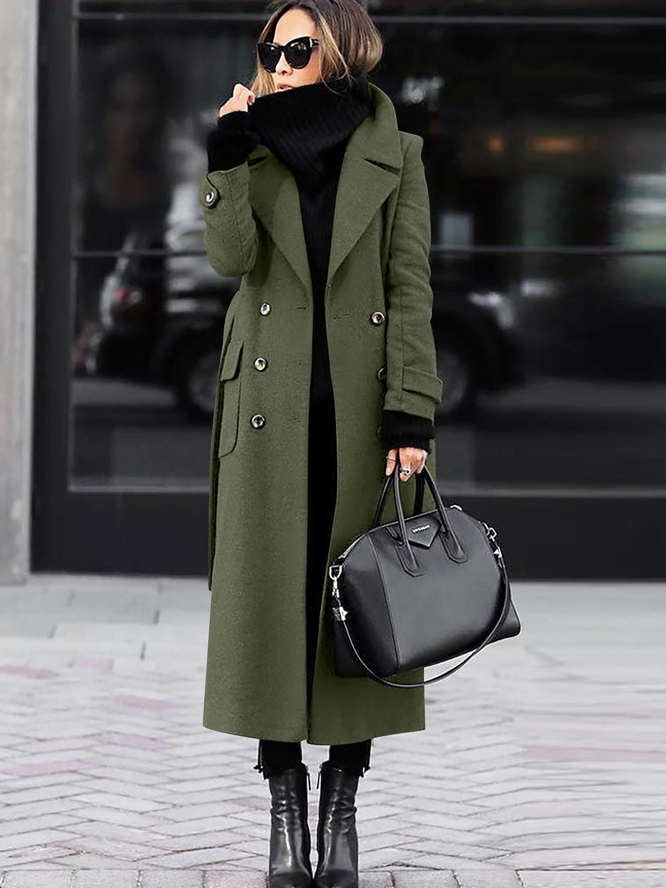 Helene – Manteau long ajusté pour femmes avec double boutonnage