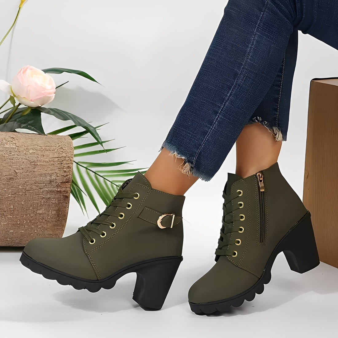 Roxanne - Bottines mode à talon carré pour femmes