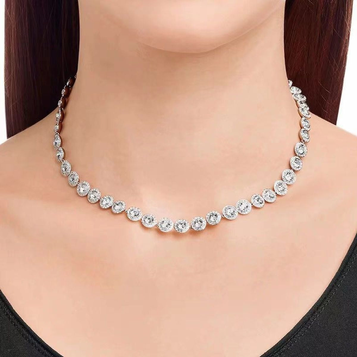 Victoria – Collier et bracelet avec bouton rond brillant