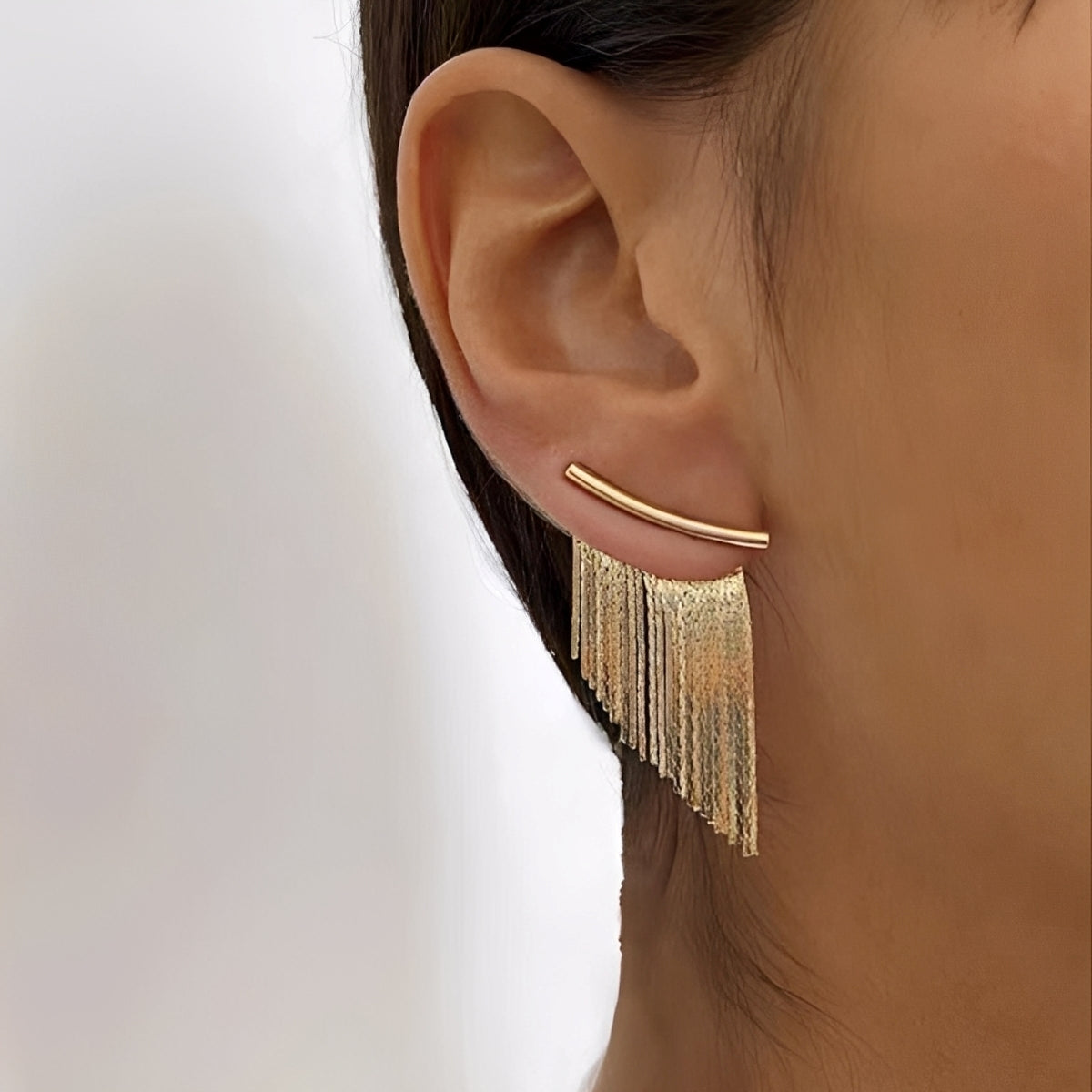 Claire – Boucles d'oreilles vintage en or avec rideau