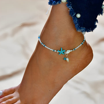 Isla – Bracelet de cheville Étoile et Coquillage avec Pierres Naturelles