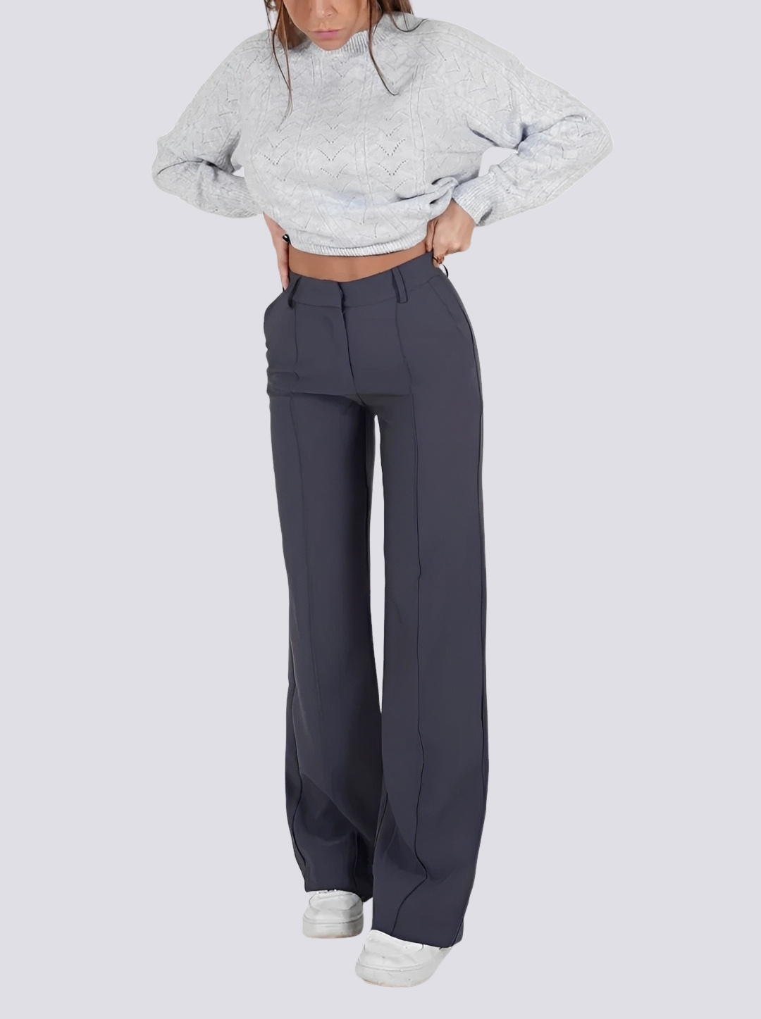 Amelie - Pantalon formel taille haute à jambe droite