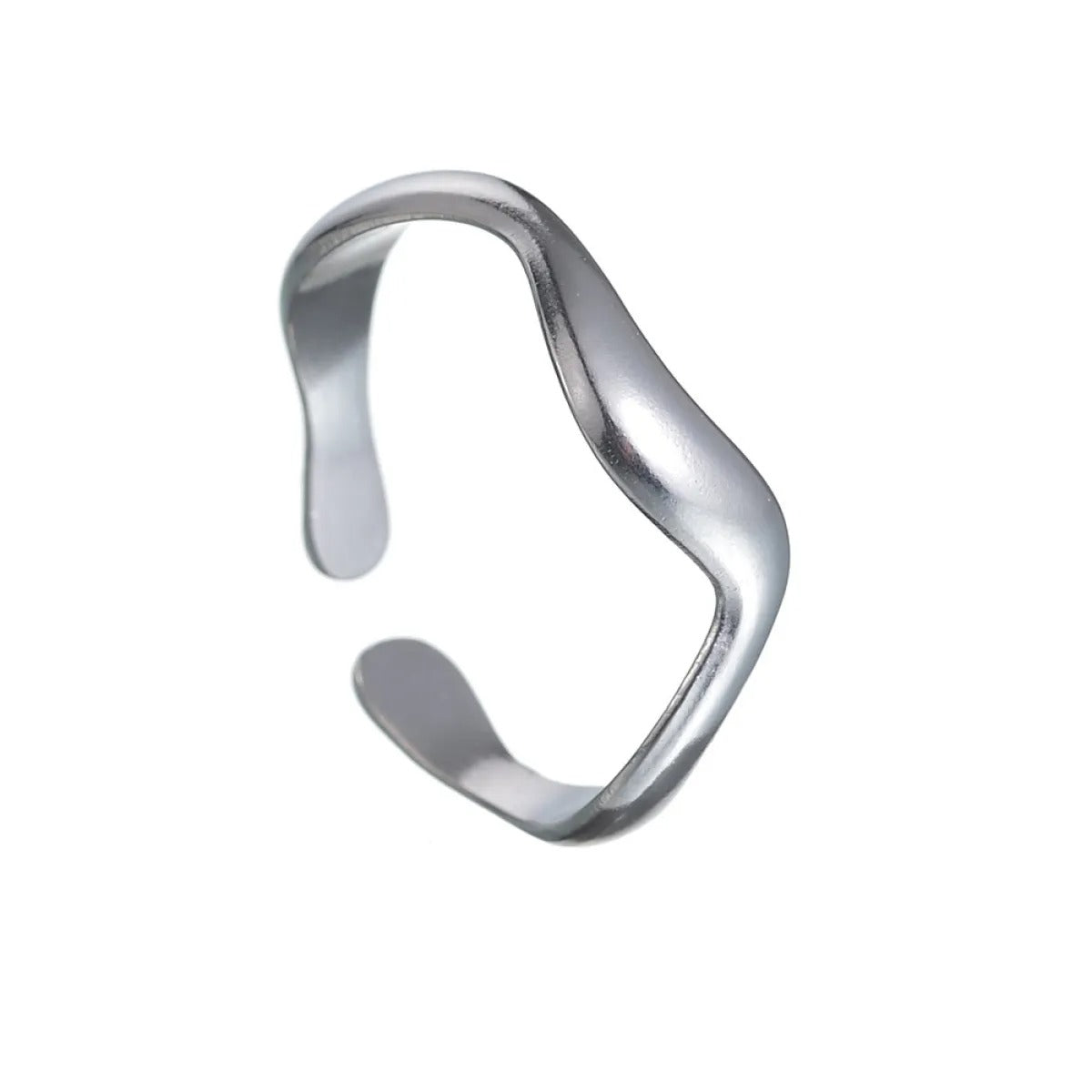Theva – Bague ouverte en vagues d'eau en acier titane
