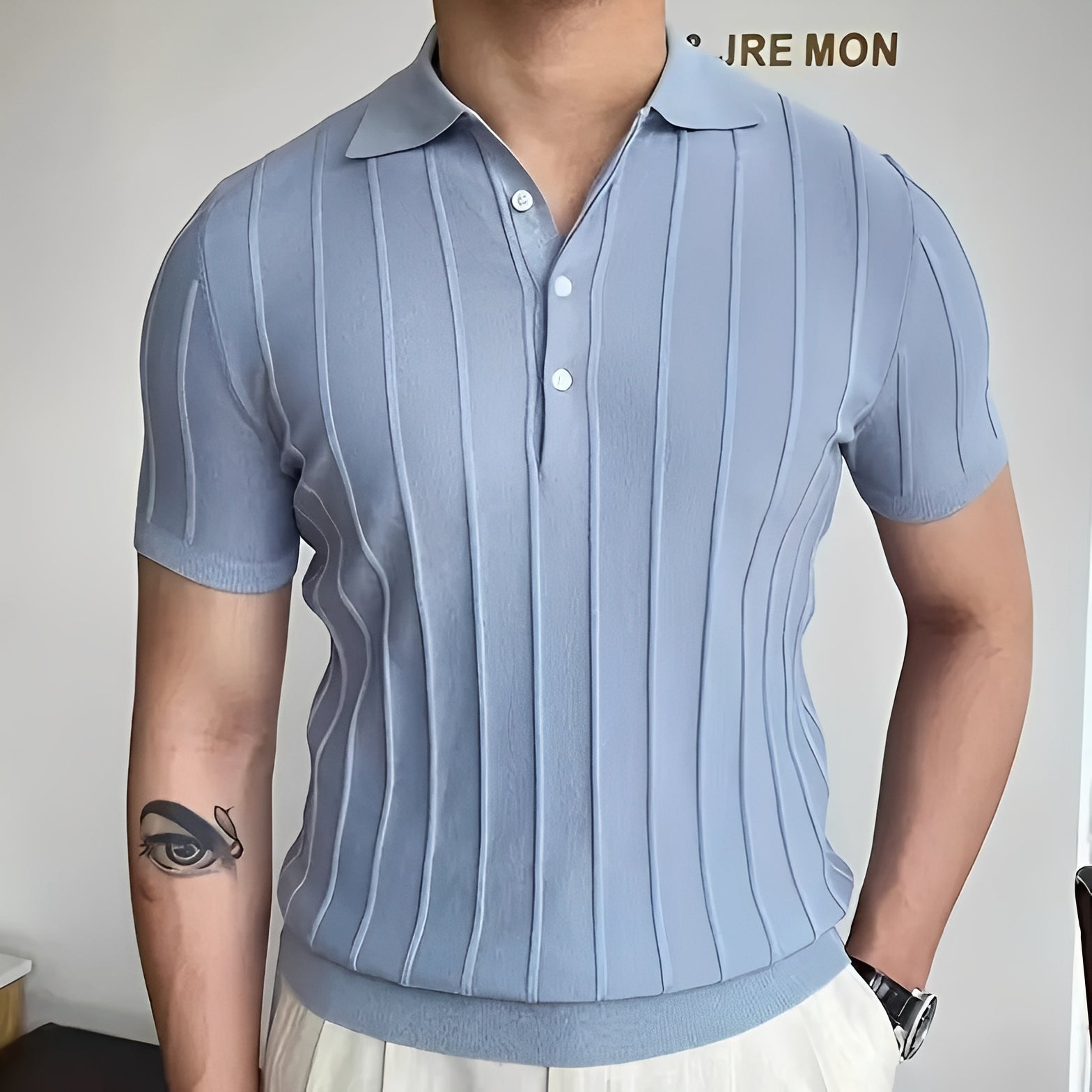 Joss - Chemise élégante avec revers rayé pour hommes