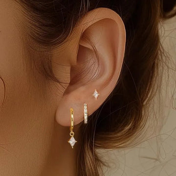 Azaria – Ensemble de boucles d'oreilles avec pendentif en diamant
