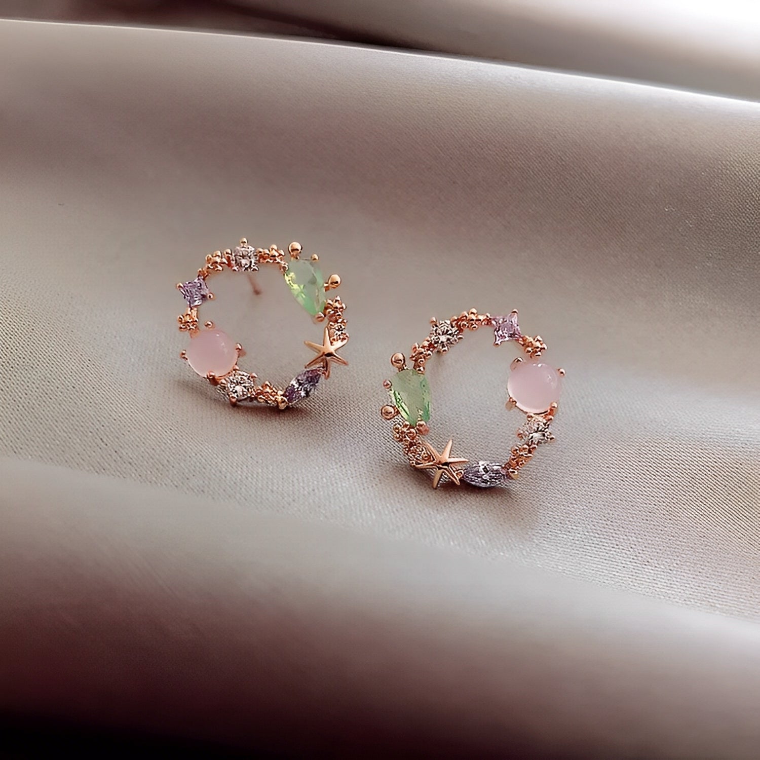 Florina – Boucles d'oreilles Fleur en Cristal et Or Rose
