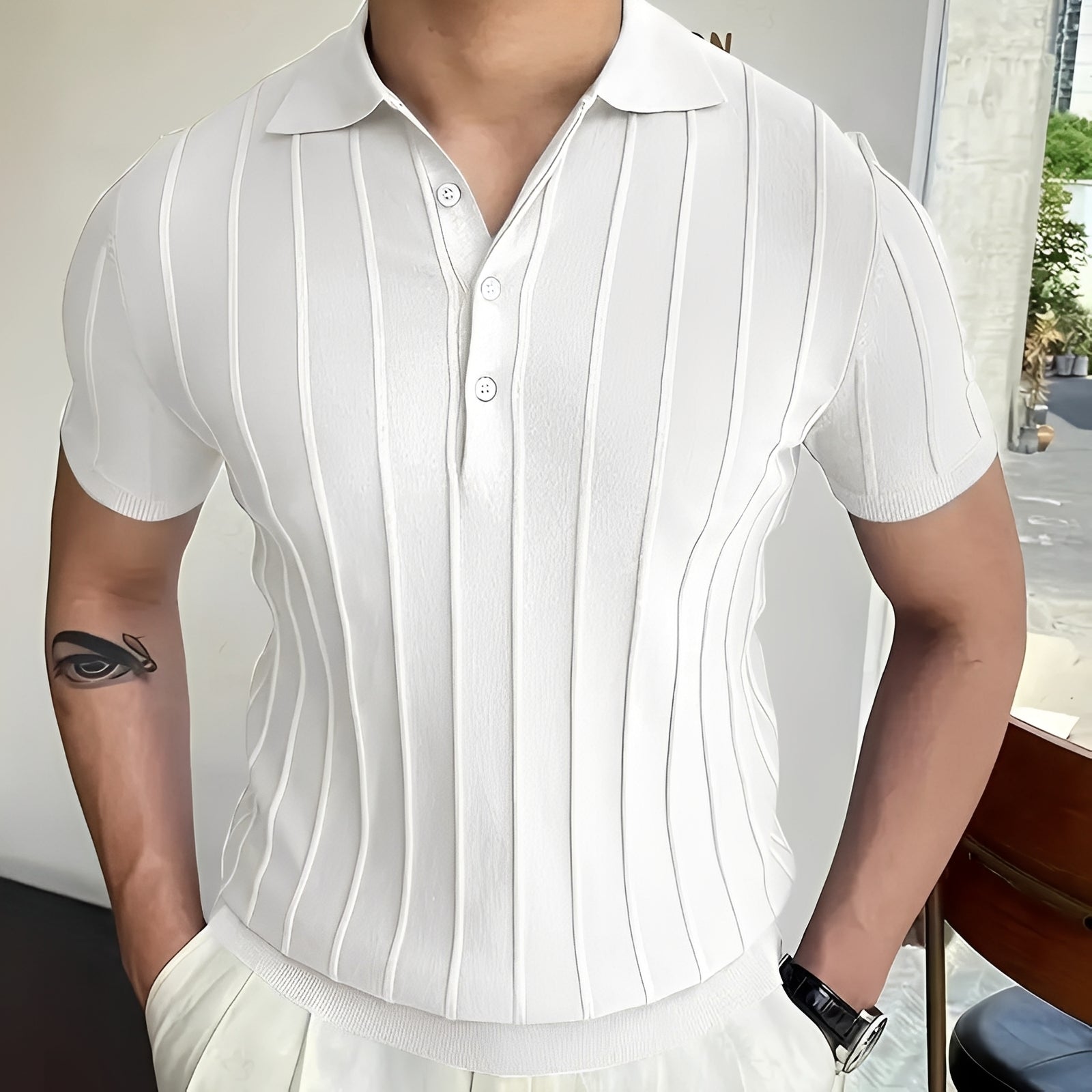Joss - Chemise élégante avec revers rayé pour hommes